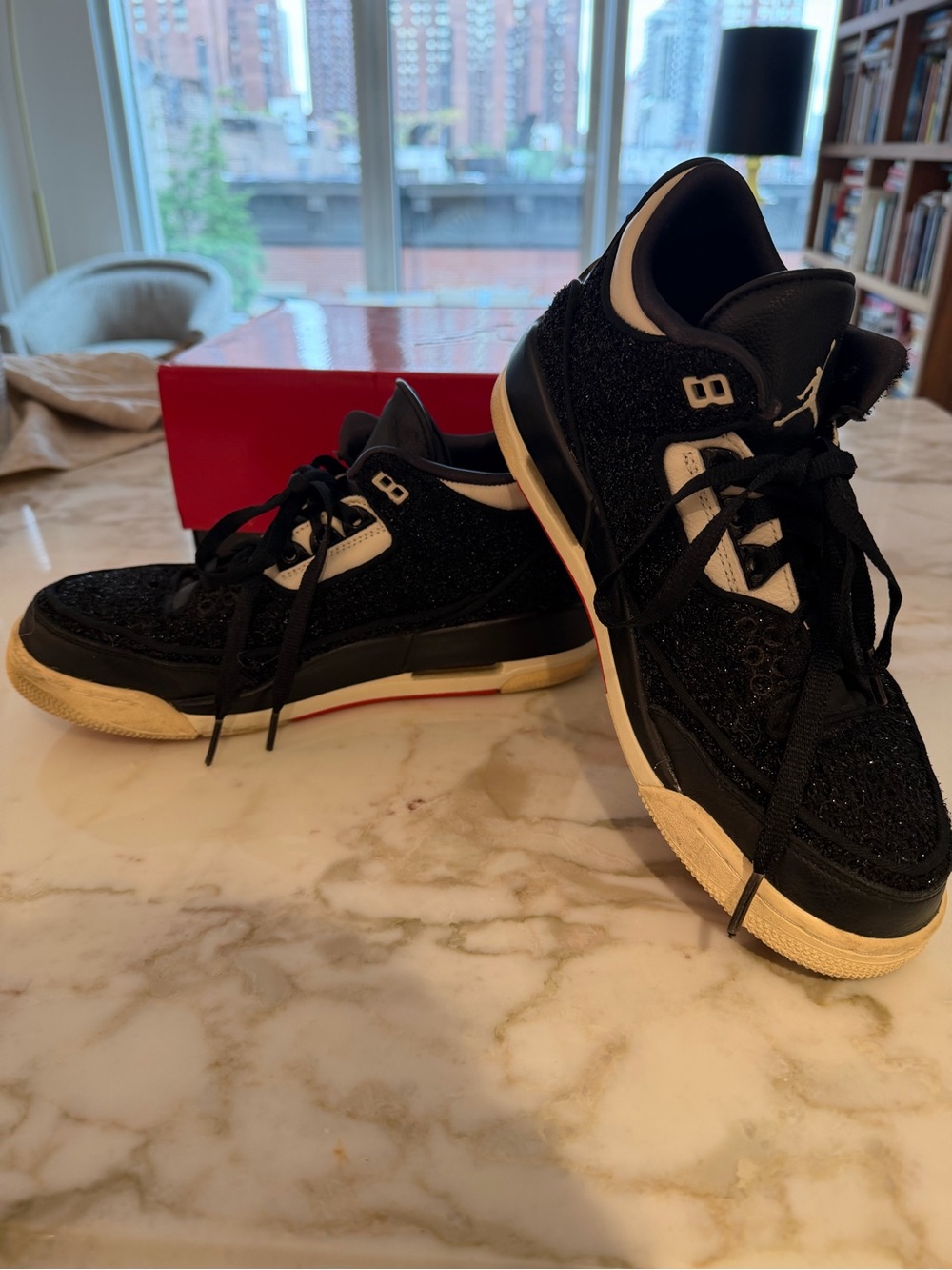Jordan Vogue Collab Black sparkly and Cream Low-Top Sneakers